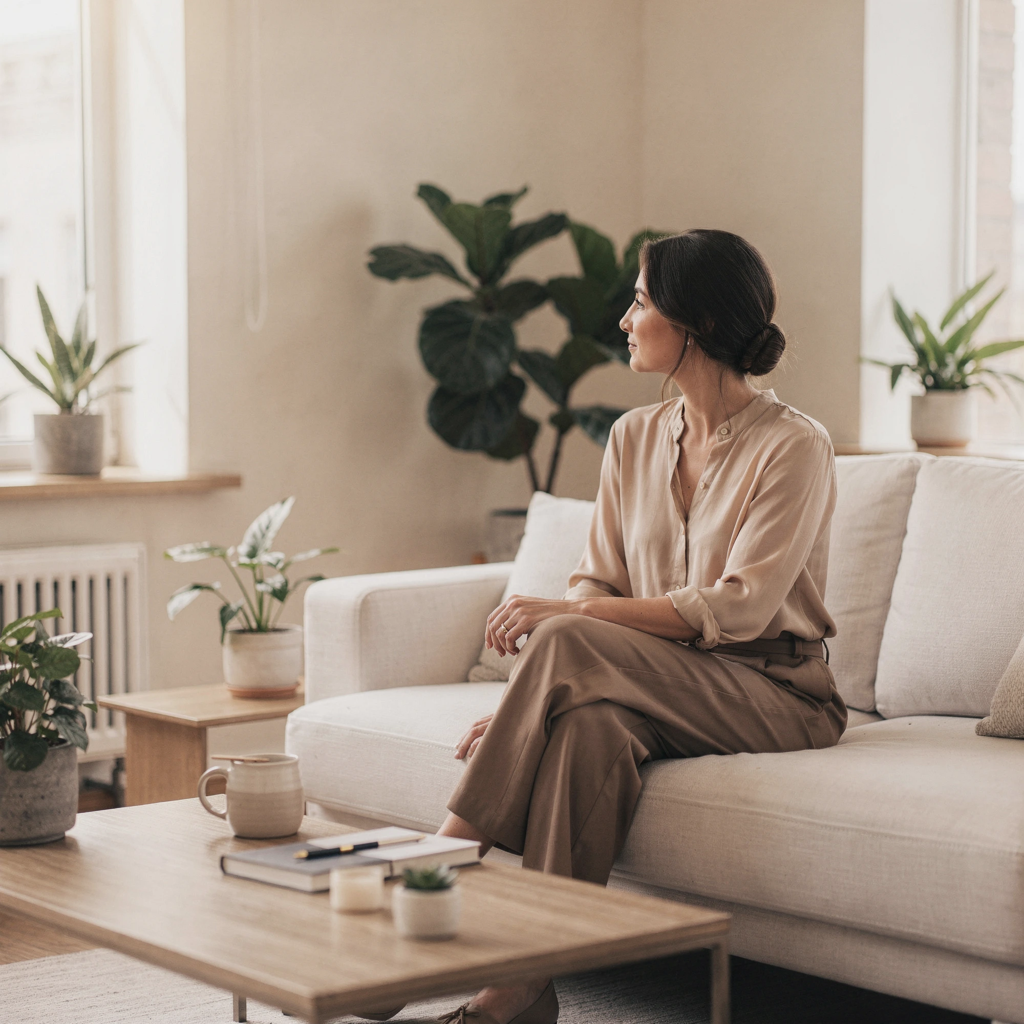 Therapist in Canoga Park, CA – client seated in a welcoming therapy office at Uriel Behavioral Wellness